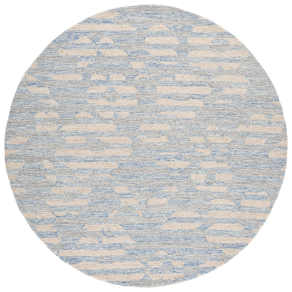 Safavieh Met390m Hand-Tufted Blue And Ivory Area Rug — Modern Wool-Cotton Square, Plush Low-Profile Durability 6'-0" x 6'-0" MET390M-6SQ