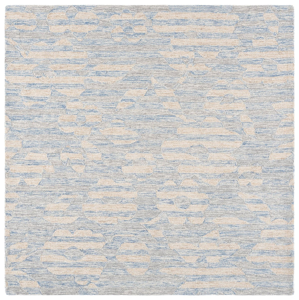 Safavieh Met390m Hand-Tufted Blue And Ivory Area Rug — Modern Wool-Cotton Square, Plush Low-Profile Durability 6'-0" x 6'-0" MET390M-6SQ