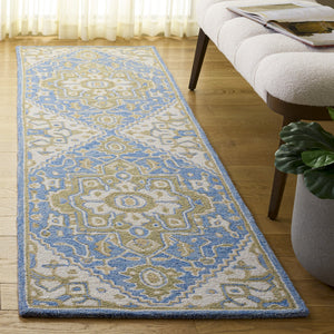 Safavieh Metro Hand‑Tufted Blue Beige Wool Rug 8X10 – Low‑Profile 1/2" Pile, Cozy Natural Fibers, Timeless Style 8'-0" x 10'-0" MET391M-8