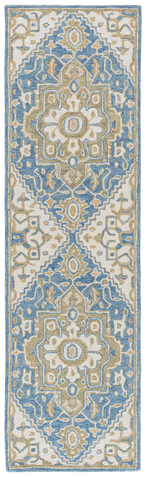 Safavieh Metro Hand‑Tufted Blue Beige Wool Rug 8X10 – Low‑Profile 1/2" Pile, Cozy Natural Fibers, Timeless Style 8'-0" x 10'-0" MET391M-8