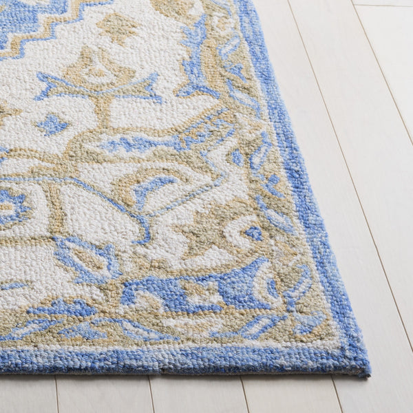 Safavieh Metro Hand‑Tufted Blue Beige Wool Rug 8X10 – Low‑Profile 1/2" Pile, Cozy Natural Fibers, Timeless Style 8'-0" x 10'-0" MET391M-8