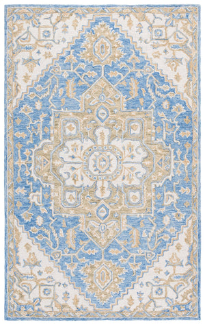 Safavieh Metro Hand‑Tufted Blue Beige Wool Rug 8X10 – Low‑Profile 1/2" Pile, Cozy Natural Fibers, Timeless Style 8'-0" x 10'-0" MET391M-8
