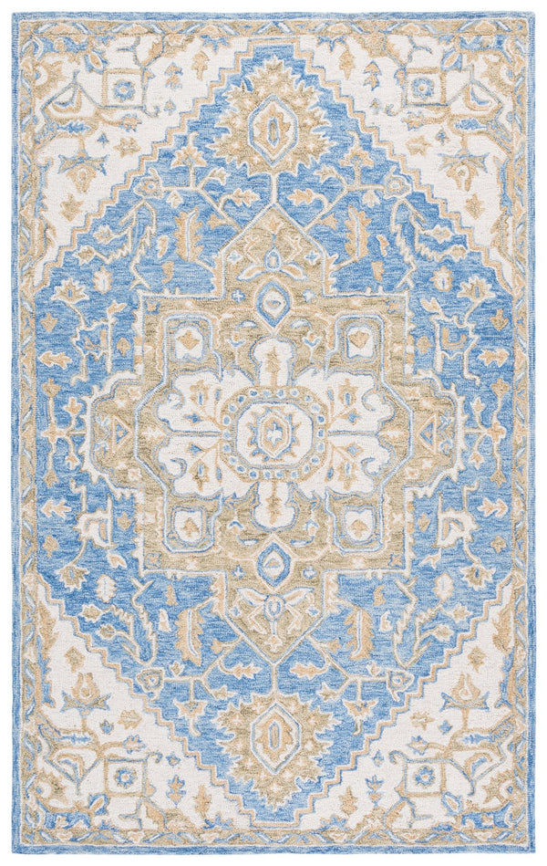 Safavieh Metro Hand‑Tufted Blue Beige Wool Rug 8X10 – Low‑Profile 1/2" Pile, Cozy Natural Fibers, Timeless Style 8'-0" x 10'-0" MET391M-8