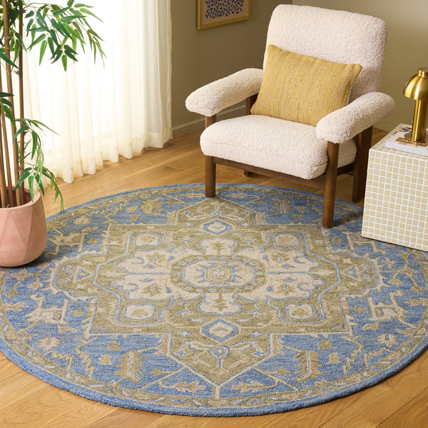 Safavieh Metro Hand‑Tufted Blue Beige Wool Rug 8X10 – Low‑Profile 1/2" Pile, Cozy Natural Fibers, Timeless Style 8'-0" x 10'-0" MET391M-8