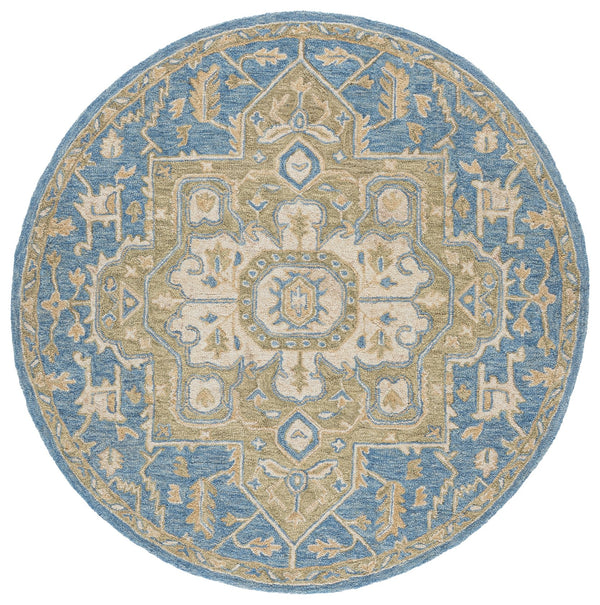 Safavieh Metro Hand-Tufted Blue Beige Area Rug, 80% Wool 20% Cotton, Low Pile 0.5" For Cozy Timeless Style 4'-0" x 6'-0" MET391M-4