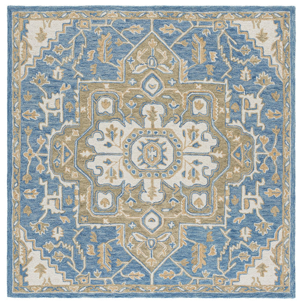 Safavieh Metro Hand‑Tufted Blue Beige Wool Rug 8X10 – Low‑Profile 1/2" Pile, Cozy Natural Fibers, Timeless Style 8'-0" x 10'-0" MET391M-8