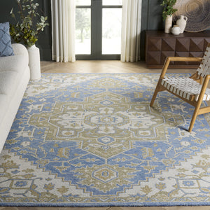 Safavieh Metro Hand‑Tufted Blue Beige Wool Rug 8X10 – Low‑Profile 1/2" Pile, Cozy Natural Fibers, Timeless Style 8'-0" x 10'-0" MET391M-8