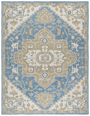 Safavieh Metro Hand‑Tufted Blue Beige Wool Rug 8X10 – Low‑Profile 1/2" Pile, Cozy Natural Fibers, Timeless Style 8'-0" x 10'-0" MET391M-8