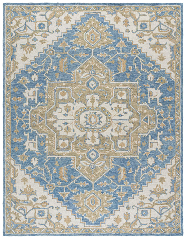Safavieh Metro Hand‑Tufted Blue Beige Wool Rug 8X10 – Low‑Profile 1/2" Pile, Cozy Natural Fibers, Timeless Style 8'-0" x 10'-0" MET391M-8