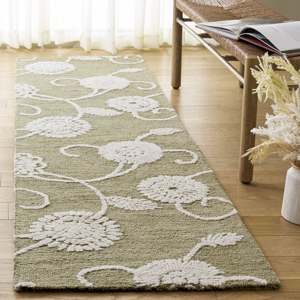 Safavieh Metro Hand‑Tufted Wool‑Cotton Area Rug In Green And Ivory Floral — Soft, Durable, Timeless Charm 9'-0" x 12'-0" MET392Y-9