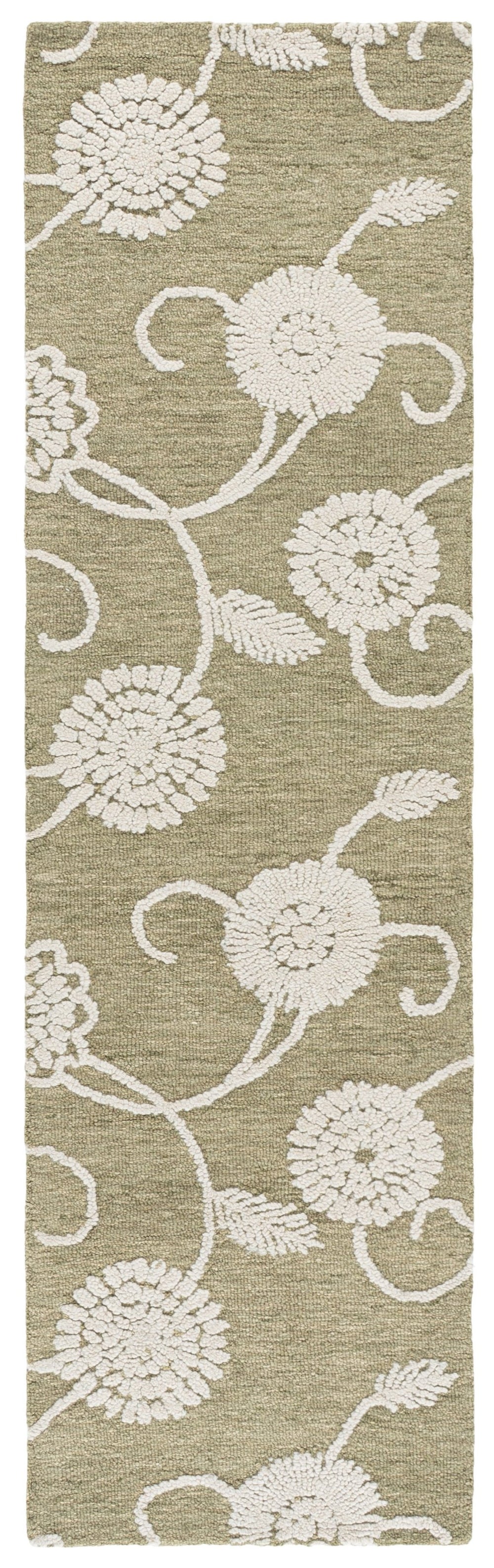Safavieh Metro Hand-Tufted Green Ivory Rug, Wool-Cotton Blend, Low Pile Floral Motif For Cozy Elegant Rooms 4'-0" x 6'-0" MET392Y-4