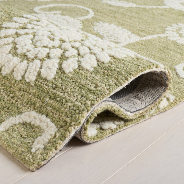Safavieh Metro Elegant Hand-Tufted Floral Runner In Green & Ivory — Wool-Cotton Blend, Soft Durable Style 2'-3" x 8'-0" MET392Y-28