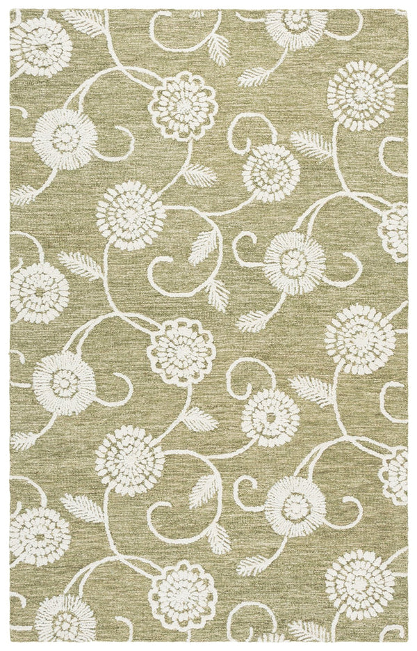 Safavieh Metro Hand-Tufted Green Ivory Floral Rug — Wool-Cotton Blend, Low-Profile Comfort, Timeless Accent 6'-0" x 6'-0" MET392Y-6SQ
