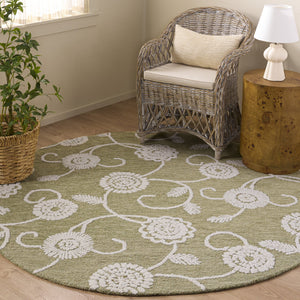 Safavieh Metro Green Ivory Round Area Rug — Hand‑Tufted Wool‑Cotton Floral Design For Cozy, Stylish Rooms 6'-0" x 6'-0" MET392Y-6R