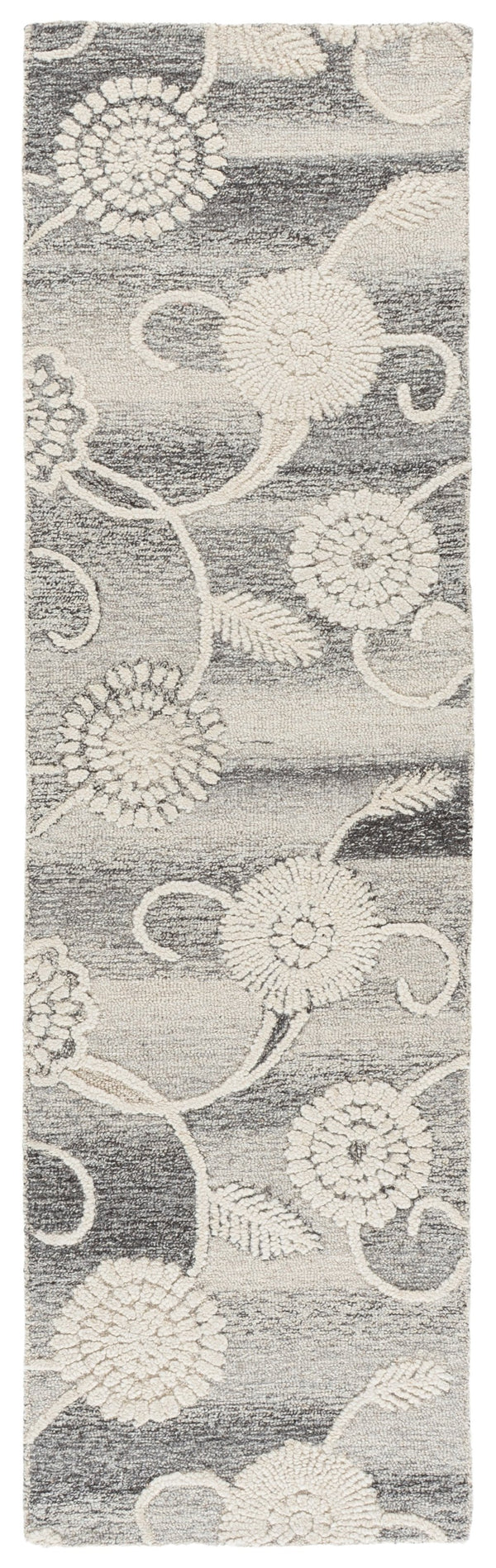 Safavieh Metro Hand-Tufted Grey Ivory Runner Rug, 80% Wool 20% Cotton, Low-Profile Floral Transitional Design 2'-3" x 8'-0" MET393F-28