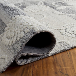 Safavieh Metro Hand-Tufted Grey Ivory Floral Rug — Wool-Cotton Blend, Low Pile Durability & Modern Elegance 4'-0" x 6'-0" MET393F-4
