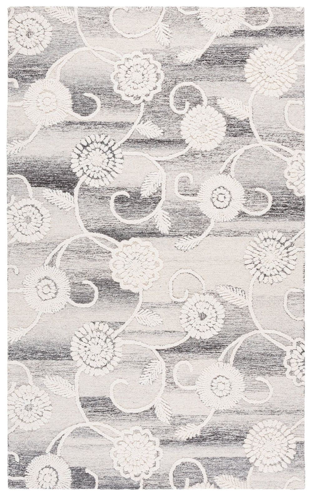 Safavieh Metro Hand-Tufted Grey Ivory Floral Rug — 80% Wool, 20% Cotton, Timeless Texture For Living Rooms 8'-0" x 10'-0" MET393F-8