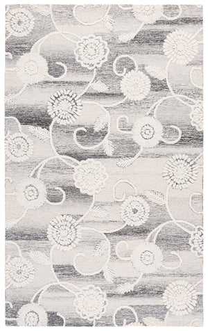 Safavieh Metro Hand-Tufted Grey Ivory Floral Rug — Wool-Cotton Blend, Low Pile Durability & Modern Elegance 4'-0" x 6'-0" MET393F-4