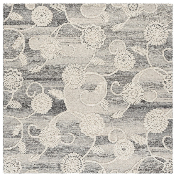Safavieh Metro Hand-Tufted Grey Ivory Floral Rug — 80% Wool, 20% Cotton, Timeless Texture For Living Rooms 8'-0" x 10'-0" MET393F-8