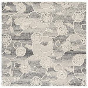 Safavieh Metro Hand-Tufted Grey Ivory Floral Rug — Wool-Cotton Blend, Low Pile Durability & Modern Elegance 4'-0" x 6'-0" MET393F-4