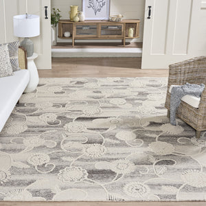 Safavieh Metro Hand-Tufted Grey Ivory Runner Rug, 80% Wool 20% Cotton, Low-Profile Floral Transitional Design 2'-3" x 8'-0" MET393F-28