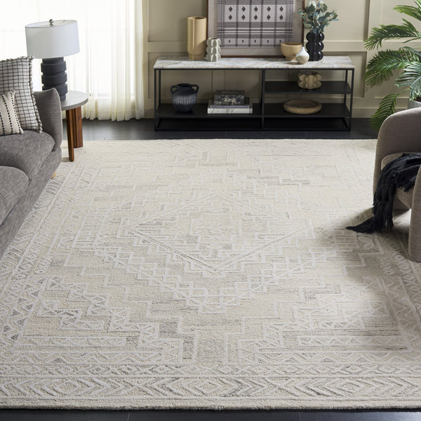 Safavieh Metro Hand-Tufted Light Grey Ivory Runner Rug — Wool-Cotton Blend, Low-Profile Plush For Hallways 2'-3" x 8'-0" MET394F-28