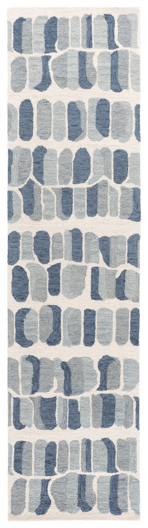 Safavieh Metro Hand-Tufted Blue And Ivory Area Rug, 80% Wool 20% Cotton, Abstract-Modern Calm Centerpiece 6'-0" x 6'-0" MET405M-6SQ