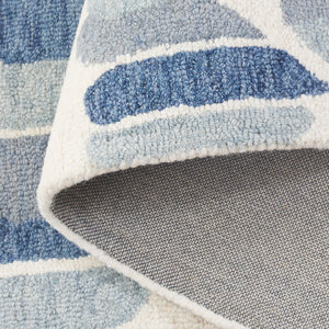 Safavieh Metro Hand-Tufted Blue And Ivory Area Rug, 80% Wool 20% Cotton, Abstract-Modern Calm Centerpiece 6'-0" x 6'-0" MET405M-6SQ