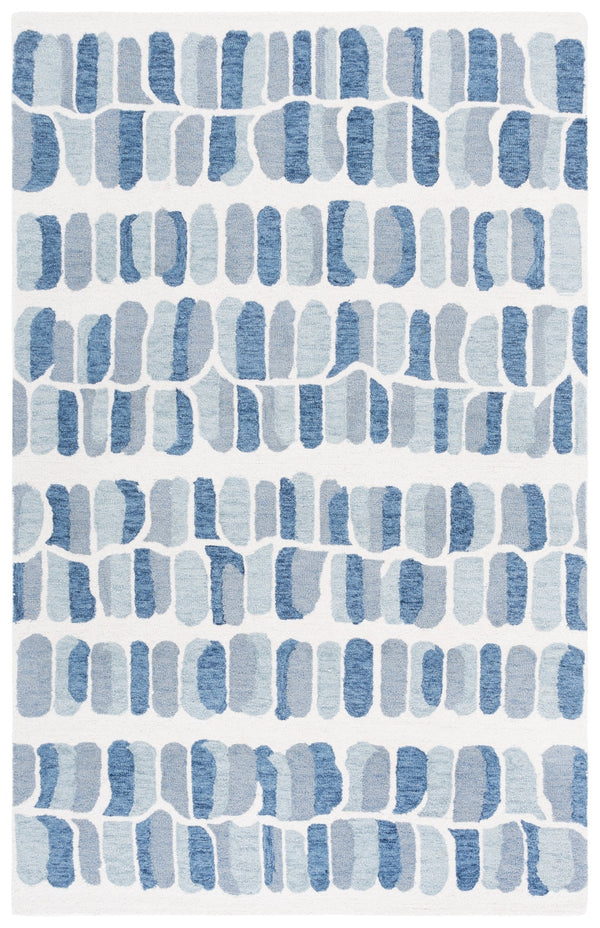Safavieh Metro Hand-Tufted Blue And Ivory Area Rug, 80% Wool 20% Cotton, Abstract-Modern Calm Centerpiece 6'-0" x 6'-0" MET405M-6SQ