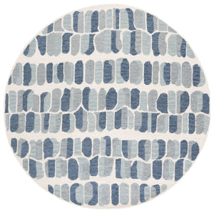 Safavieh Metro Hand-Tufted Blue And Ivory Area Rug, 80% Wool 20% Cotton, Abstract-Modern Calm Centerpiece 6'-0" x 6'-0" MET405M-6SQ