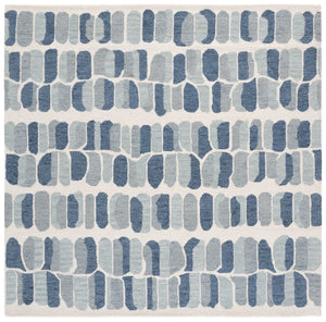Safavieh Metro Hand-Tufted Blue And Ivory Area Rug, 80% Wool 20% Cotton, Abstract-Modern Calm Centerpiece 6'-0" x 6'-0" MET405M-6SQ