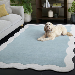 Safavieh Metro Hand-Tufted Blue & Ivory Wool Runner — Low-Profile, Durable Hallway Rug With Modern Flair 2'-3" x 8'-0" MET435M-28