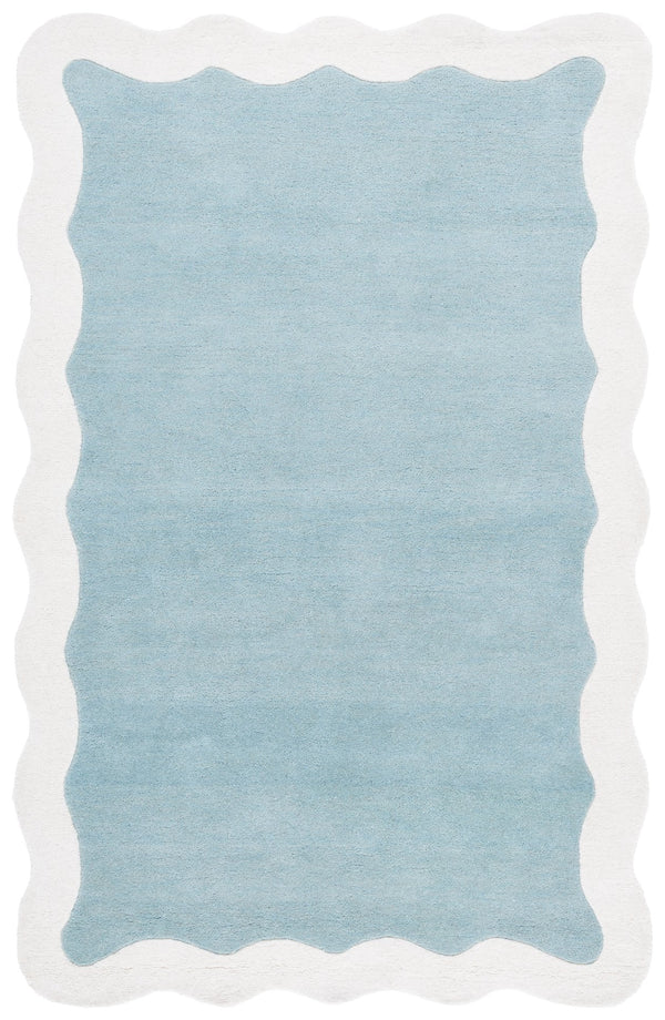 Safavieh Metro Hand-Tufted Wool Rug In Blue And Ivory — Low Pile, Durable Comfort, Modern Traditional Style 4'-0" x 6'-0" MET435M-4