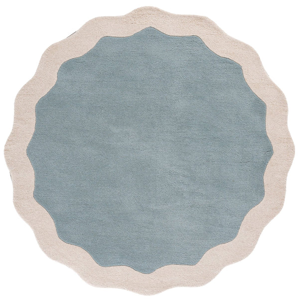 Safavieh Metro Hand‑Tufted Wool Area Rug In Soothing Blue & Ivory — Low Profile, Durable, Artisan Crafted 5'-0" x 8'-0" MET435M-5