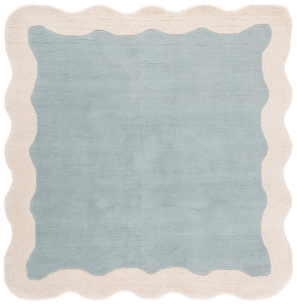 Safavieh Metro Hand-Tufted Wool Rug In Blue And Ivory — Low Profile Modern Square Design, Cozy & Durable 6'-0" x 6'-0" MET435M-6SQ