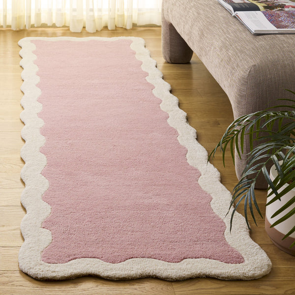 Safavieh Metro Hand-Tufted Wool Runner In Pink Ivory — Low-Profile ½" Pile, Durable Artisanal Hallway Accent 2'-3" x 8'-0" MET435U-28