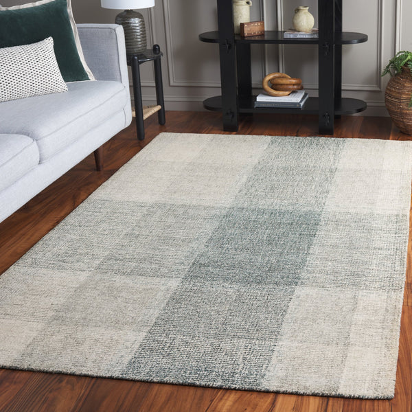 Safavieh Metro Hand-Tufted Grey Blue Geometric Rug, Wool-Cotton Low Profile Accent For Living Room Entryways 3'-0" x 5'-0" MET461F-3