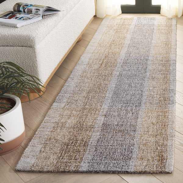 Safavieh Metro Hand-Tufted Light Brown And Blue Geometric Rug, Low Pile Wool-Cotton Blend For Living Rooms 4'-0" x 6'-0" MET461T-4