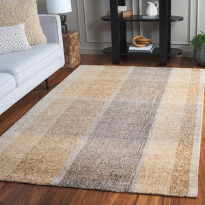 Safavieh Metro Hand-Tufted 5X8 Wool-Cotton Rug In Light Brown And Blue — Geometric Modern Accent For Living Rooms 6'-0" x 9'-0" MET461T-6