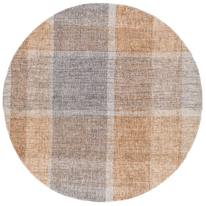 Safavieh Metro Hand-Tufted Light Brown And Blue Geometric Rug, Low Pile Wool-Cotton Blend For Living Rooms 4'-0" x 6'-0" MET461T-4