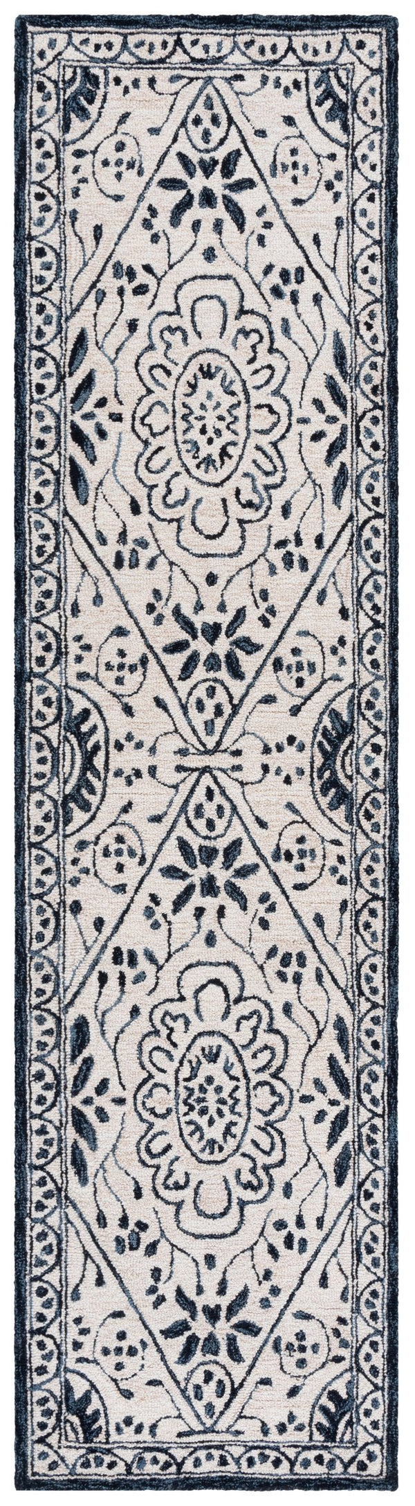 Safavieh Metro Hand-tufted Area Rug - Elegant Transitional Design In Striking Ivory And Navy Colors Ivory ,Navy Wool Pile Met464a-29
