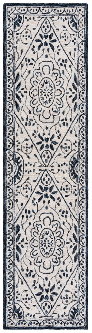 Safavieh Metro Transitional Area Rug In Exquisite Ivory And Navy – Hand Tufted Craftsmanship For Timeless Elegance Ivory ,Navy Wool Pile Met464a-3