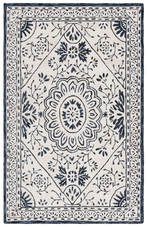 Safavieh Metro Hand-tufted Area Rug - Elegant Transitional Design In Striking Ivory And Navy Colors Ivory ,Navy Wool Pile Met464a-5