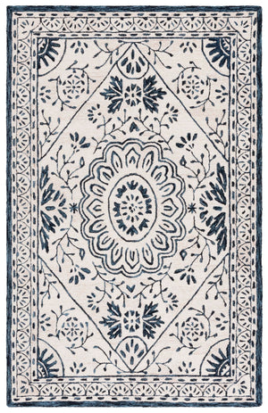 Safavieh Metro Transitional Area Rug In Exquisite Ivory And Navy – Hand Tufted Craftsmanship For Timeless Elegance Ivory ,Navy Wool Pile Met464a-3