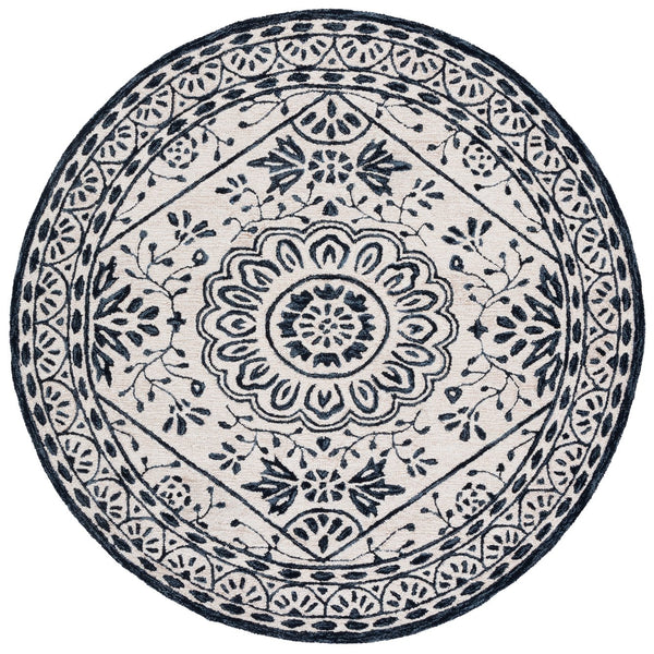 Safavieh Metro Hand-tufted Area Rug - Elegant Transitional Design In Striking Ivory And Navy Colors Ivory ,Navy Wool Pile Met464a-6r