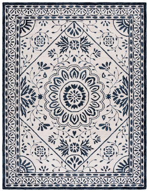 Safavieh Metro Hand-tufted Area Rug - Elegant Transitional Design In Striking Ivory And Navy Colors Ivory ,Navy Wool Pile Met464a-8
