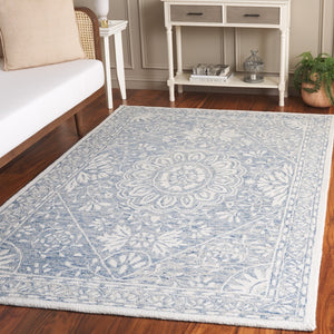 Safavieh Metro Transitional Area Rug In Exquisite Ivory And Navy – Hand Tufted Craftsmanship For Timeless Elegance Blue ,Ivory Wool Pile Met464m-3
