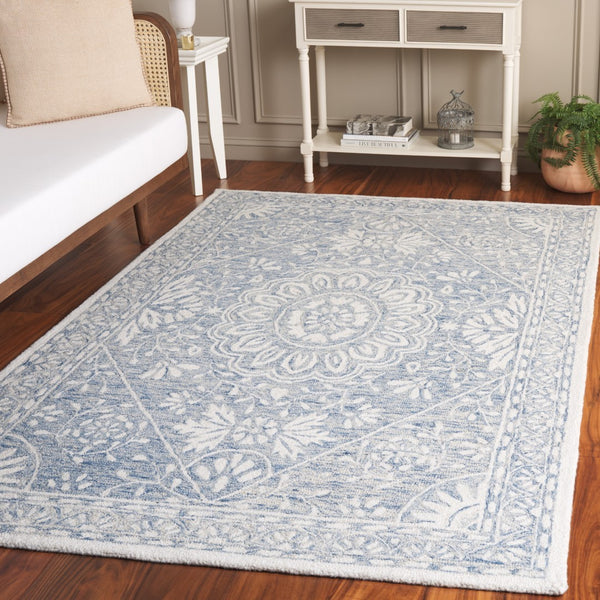 Safavieh Metro Transitional Area Rug In Exquisite Ivory And Navy – Hand Tufted Craftsmanship For Timeless Elegance Blue ,Ivory Wool Pile Met464m-3