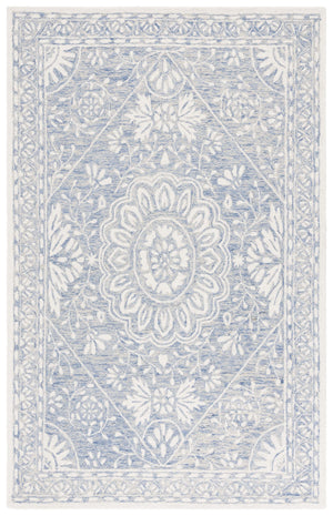 Safavieh Metro Hand-tufted Area Rug - Elegant Transitional Design In Striking Ivory And Navy Colors Blue ,Ivory Wool Pile Met464m-5