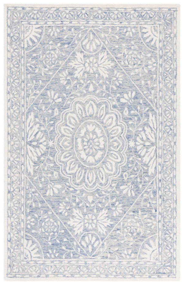 Safavieh Metro Hand-tufted Area Rug - Elegant Transitional Design In Striking Ivory And Navy Colors Blue ,Ivory Wool Pile Met464m-5